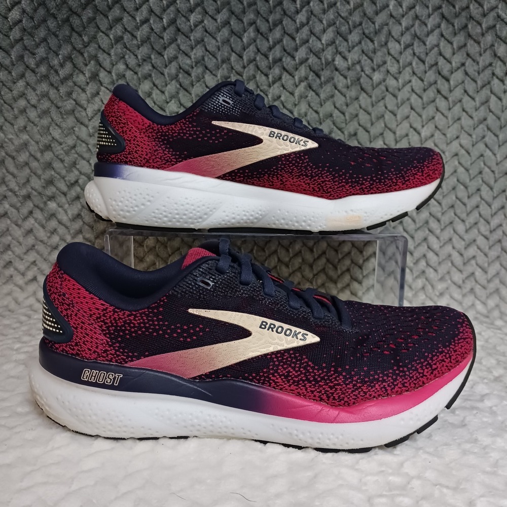 Brooks Ghost 16 Women's Walking Running Sneakers Shoes Navy Blue Pink Size 7.5